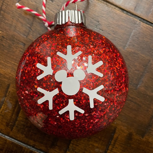 Handmade Mickey Mouse Snowflake Glitter Ornaments - Picture 2 of 3